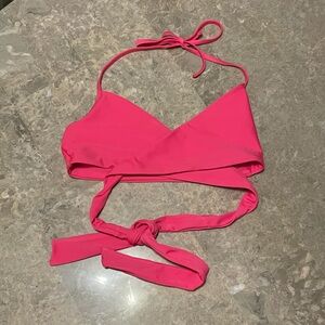 Size Medium-Aerie scoop wrap around bikini top. Hot pink! LIKE NEW